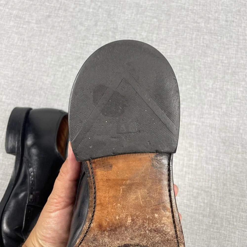 Allen Edmonds Wendell Shoes Mens‎ Size 7 Black Derby Cap Toe Leather Made USA